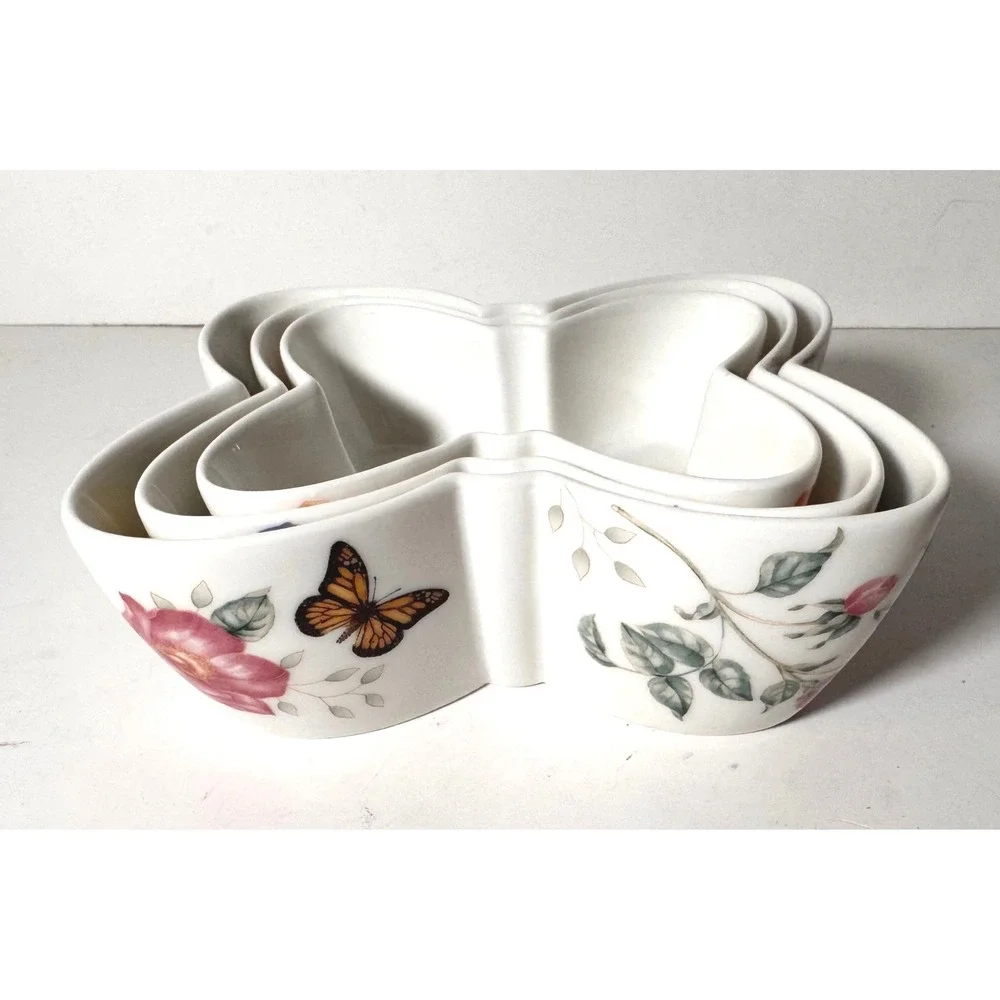 Lenox Butterfly Meadow Nesting Bowls Set of 3 Porcelain Butterfly Shaped RETIRED